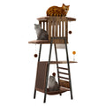 Modern Cat Tree, 58-Inch Cat Tower for Large Cats, Maine Coon Cat Tree with Scratching Board, Large Perch, Hammock and Removable Pads, Rustic Brown