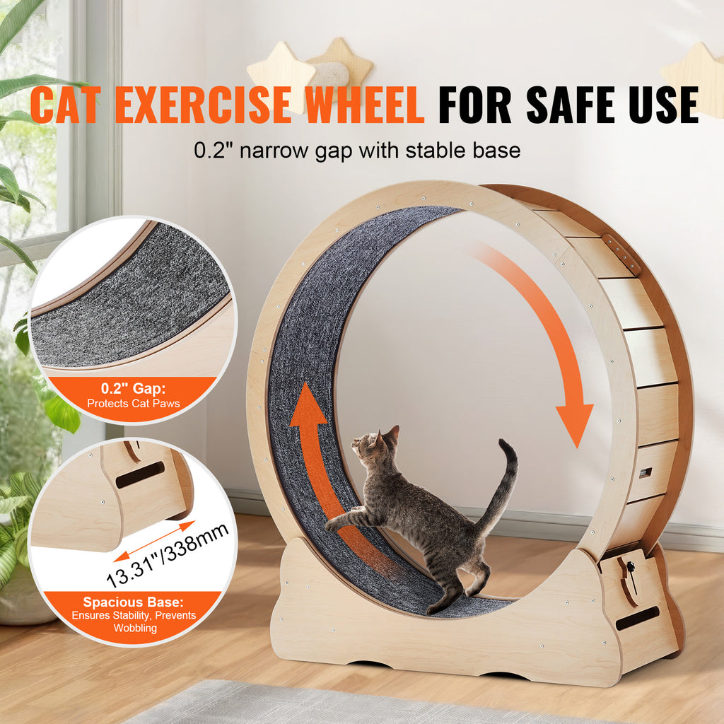 Cat Exercise Wheel 43.3" Large Cat Treadmill Wheel for Indoor Cats Yellow